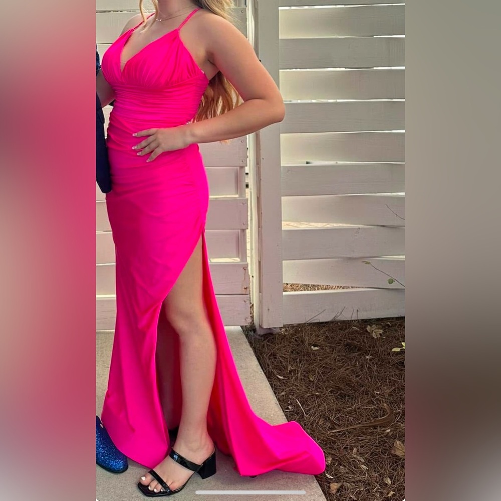 “Sparkle” Neon Pink Prom Dress